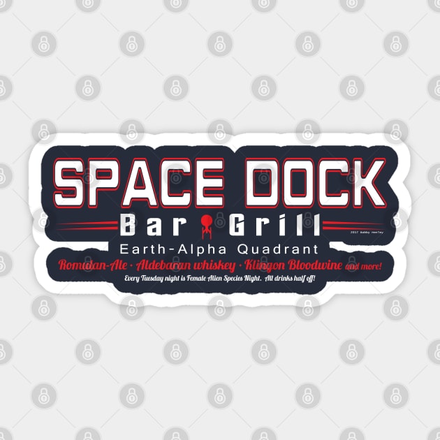 Space Dock Bar & Grill  (Earth) Sticker by Illustratorator